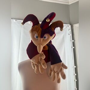 Folkmanis Jester Hand Puppet Plush Velvet Harlequin Red Purple